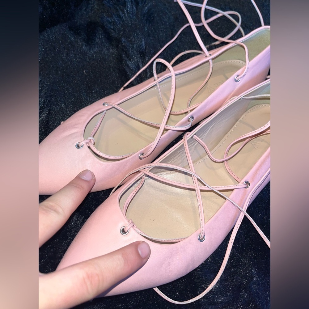 J.Crew Lace Up Pointed Toe BalletCore Flats 7.5 - Picture 4 of 8